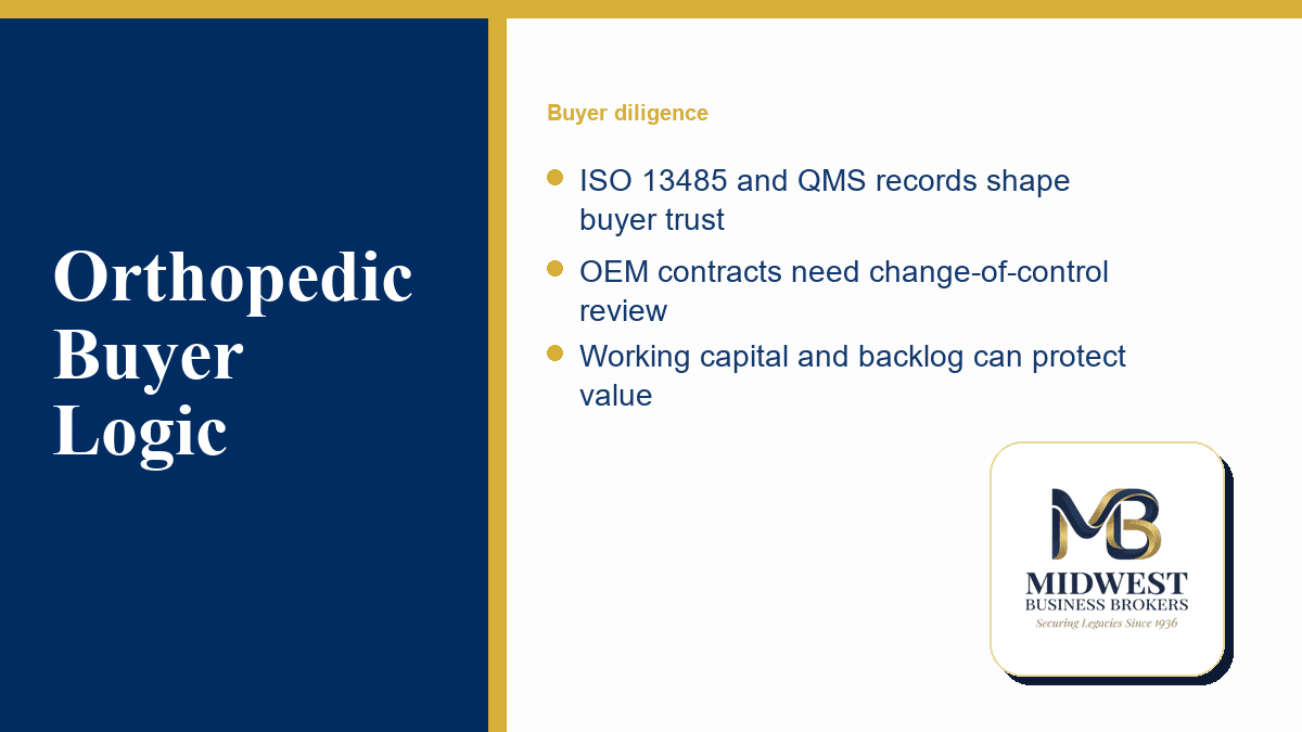 Warsaw Indiana orthopedic buyer diligence priorities for business sellers