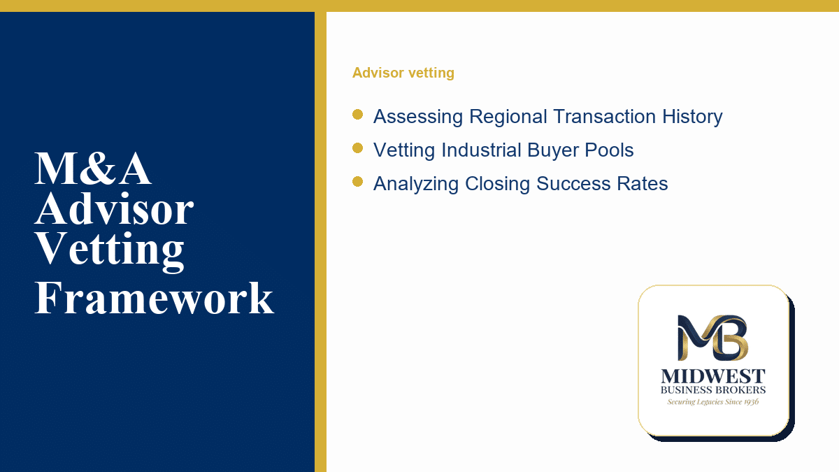 A decision matrix for business owners evaluating business brokers based on regional experience and buyer networks