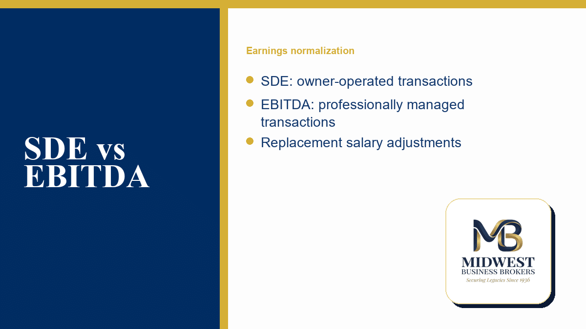 Comparison of SDE and EBITDA valuation metrics for Indiana business owners preparing to sell