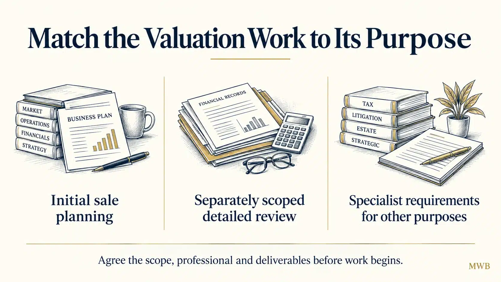 Initial sale planning, separately scoped review and specialist requirements for other purposes